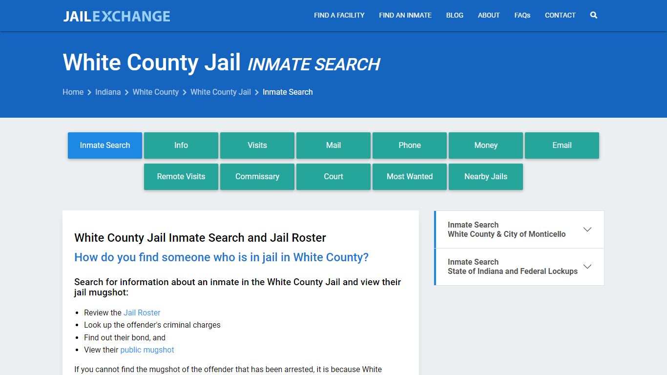 Inmate Search: Roster & Mugshots - White County Jail, IN - Jail Exchange