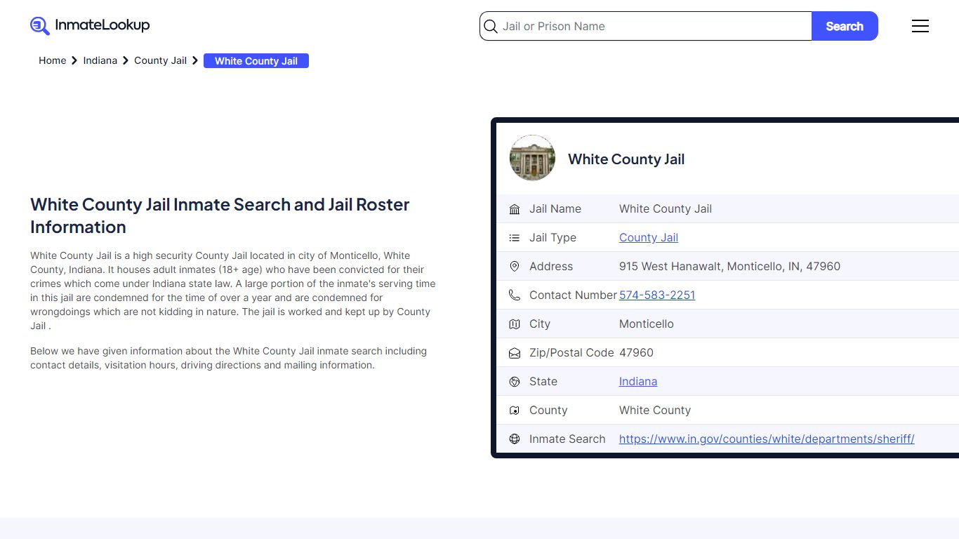 White County Jail Inmate Search and Jail Roster Information - Inmate Lookup