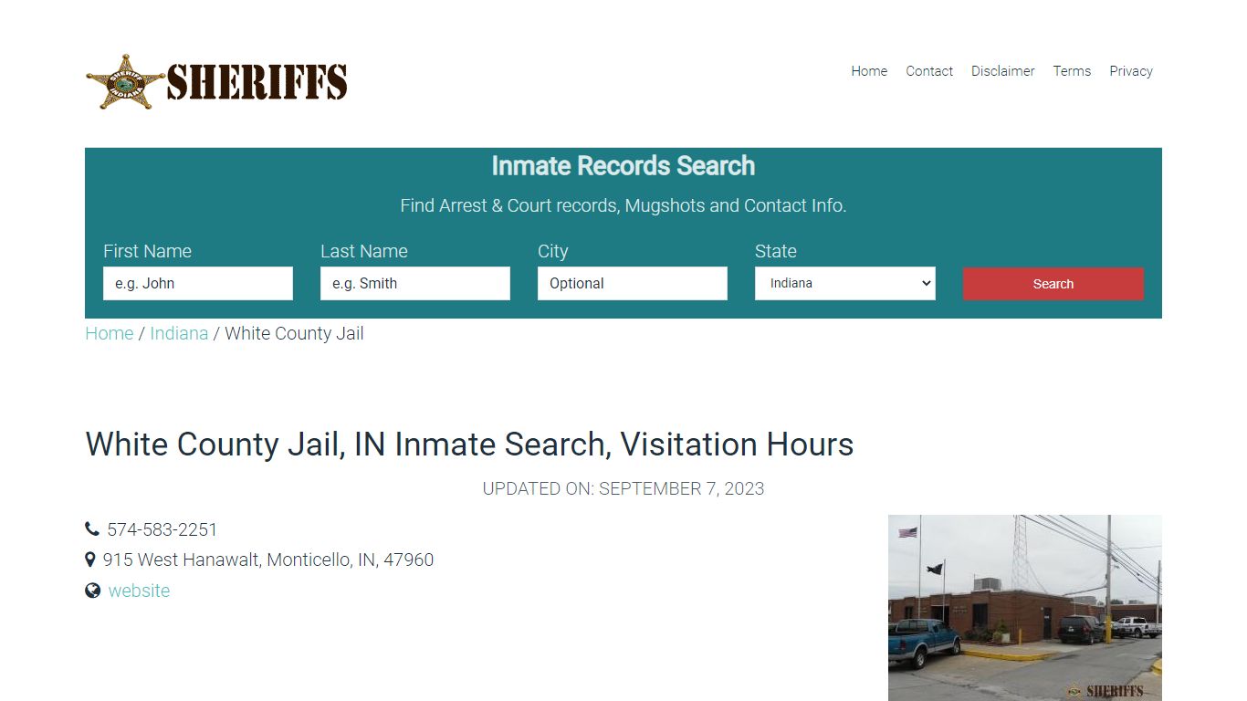 White County Jail, IN Inmate Search, Visitation Hours